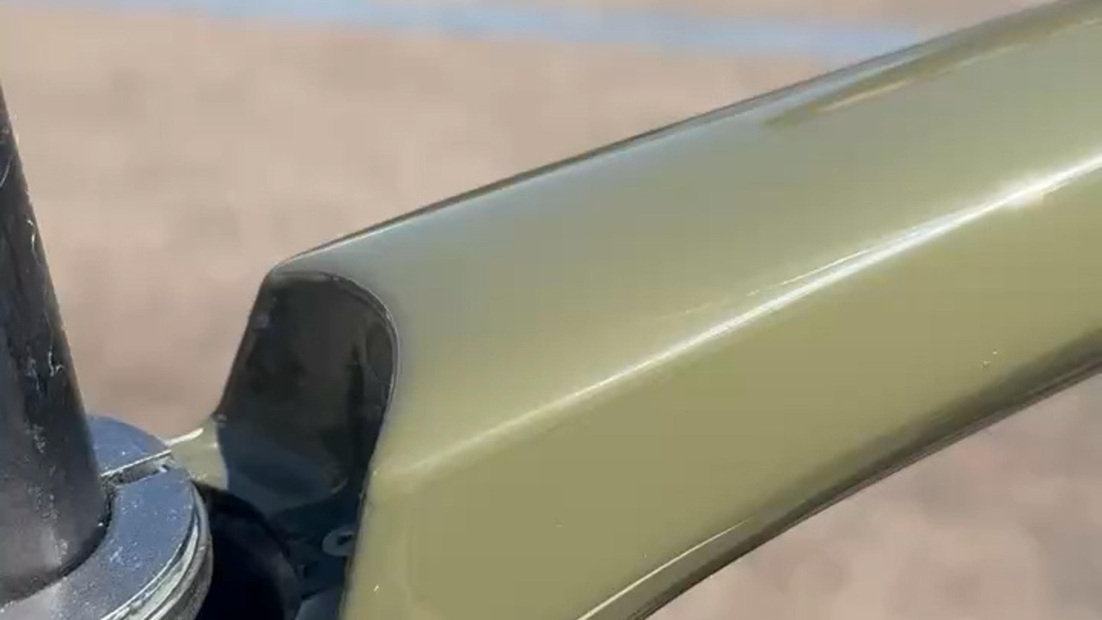 Close-up tour of the repaired Trek Émonda SL carbon fiber frame Close-up video showing the repaired top tube and refinished carbon fiber frame on a Trek Émonda SL road bike.