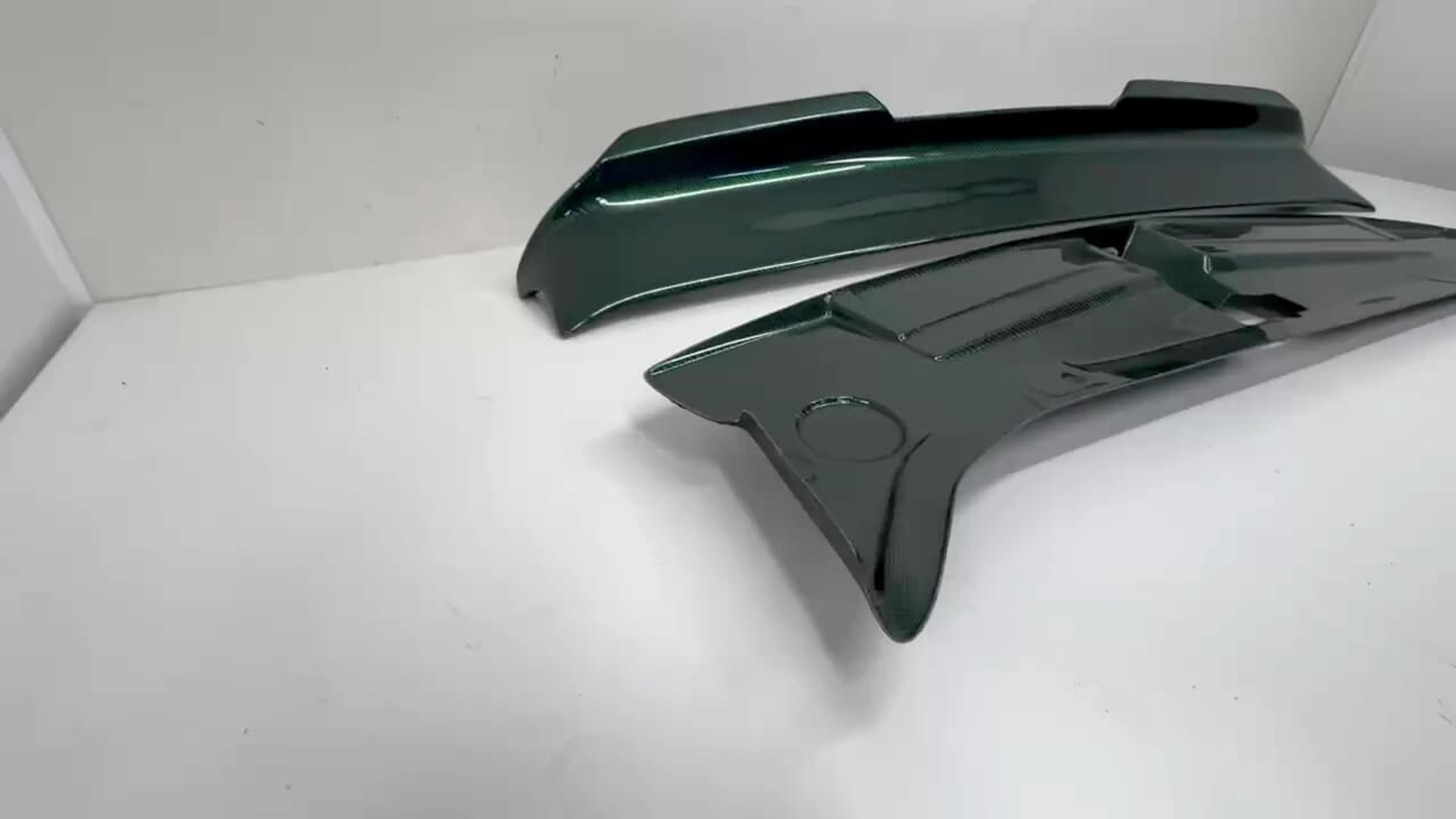 Dodge Challenger Spoiler And Radiator Cover (Green Twill Reflective Carbon Fiber) Dodge Challenger Spoiler And Radiator Cover (Green Twill Reflective Carbon Fiber)